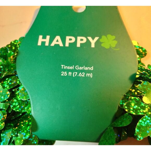 St Patricks Day Tinsel Garland Green Shamrock 25 Ft Festive Decor - Picture 5 of 5
